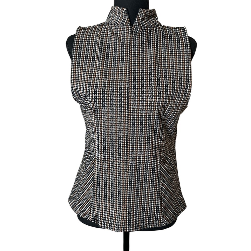 7th Avenue‎ Women's M Houndstooth Halter Top Zip up Career Office Workwear